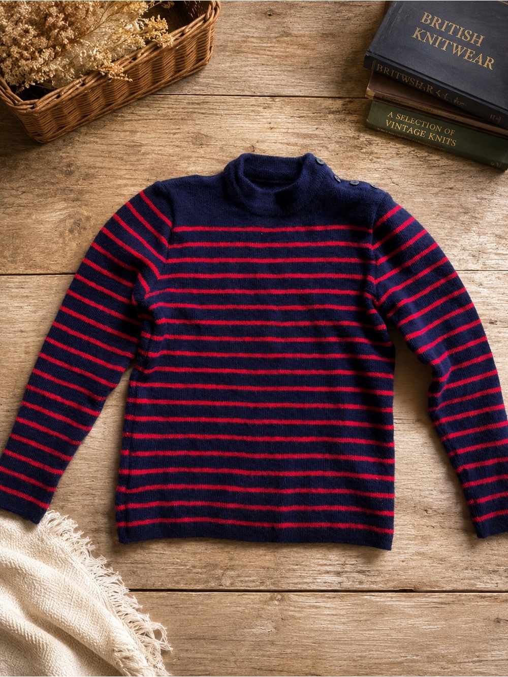 Vintage St Michael Pure New Wool Striped Sweater UK 16